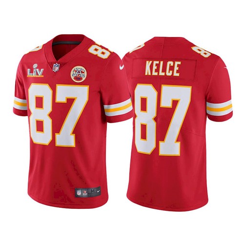 Men's Kansas City Chiefs #87 Travis Kelce White 2021 Super Bowl LV Stitched Jersey